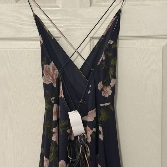 ASOS DESIGN Floral Cami Wrap Maxi Dress Strappy Back NWT Size 10 Navy Flowy - Picture 5 of 9
